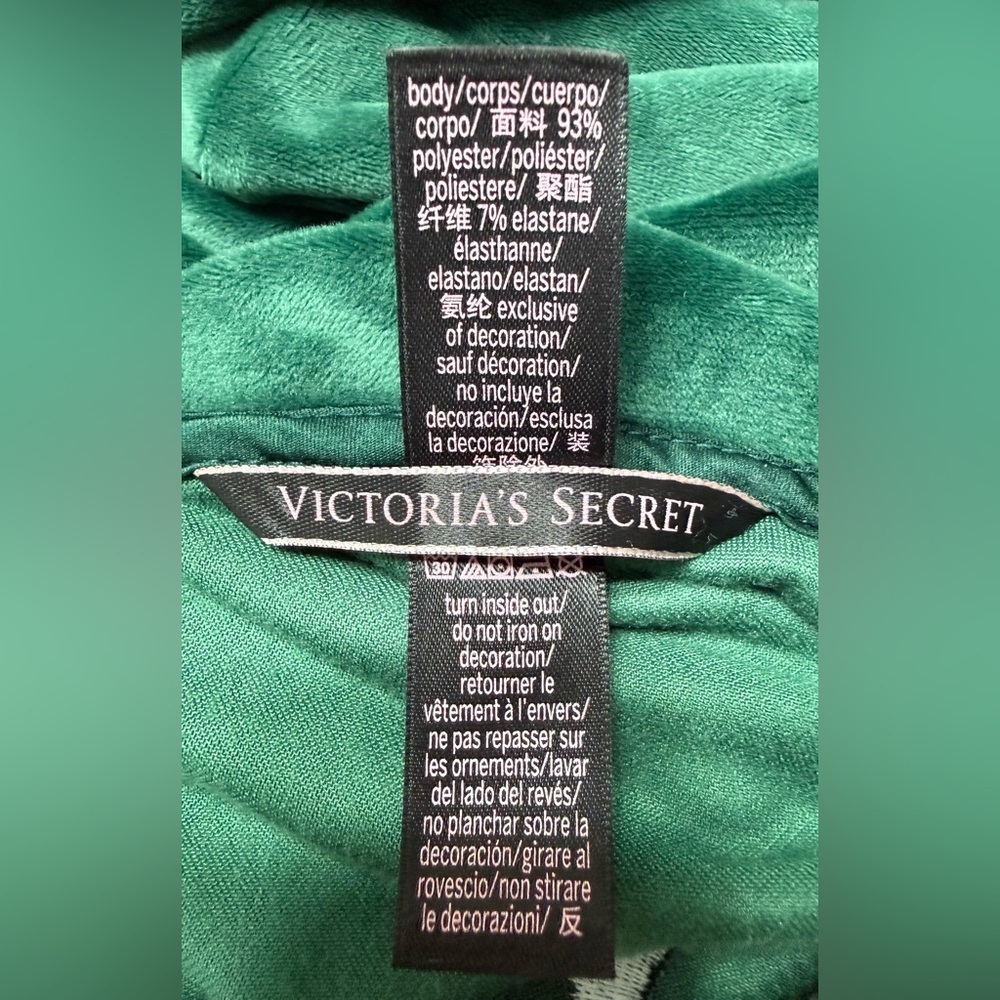 Victoria’s Secret Emerald Green Velour Zip Hoodie XL Plush Velvet Y2K Lounge - Picture 13 of 13